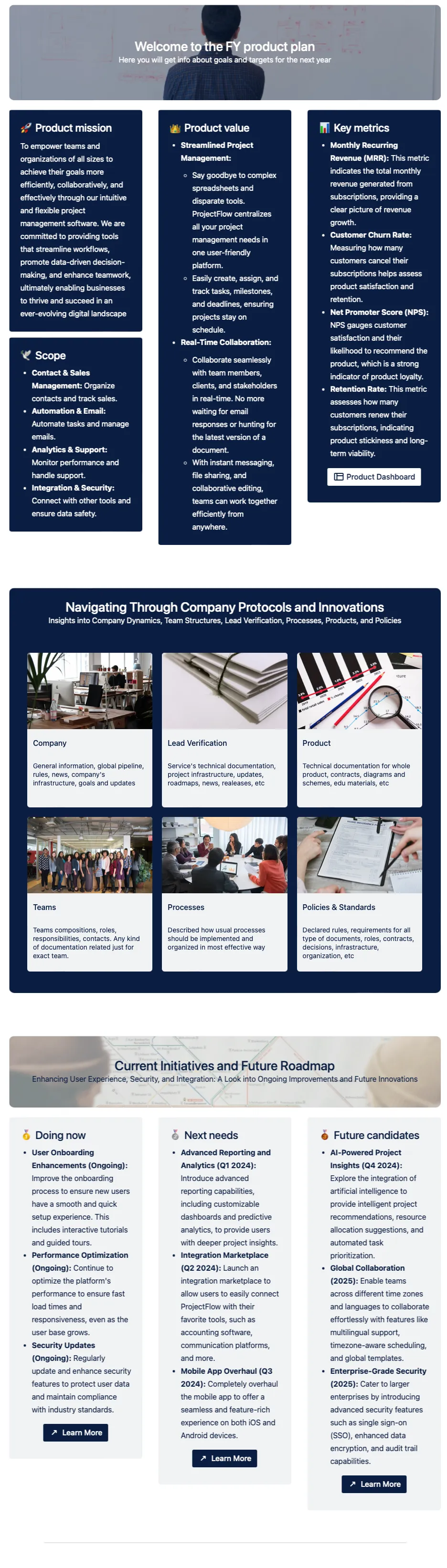 published product plan template