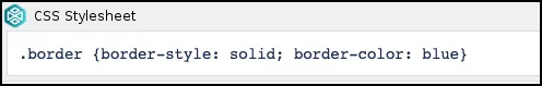 CSS Style Sheet macro showing a solid blue border defined for the tab container