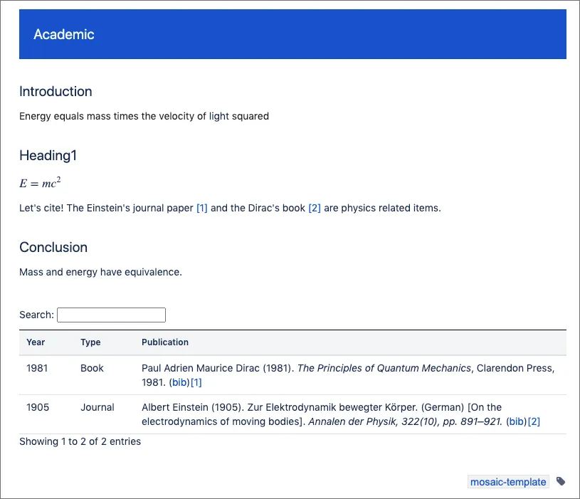 Preview of an academic template showing the layout and structure of a document