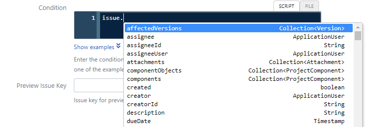 Code insight showing code completion suggestions in the ScriptRunner editor