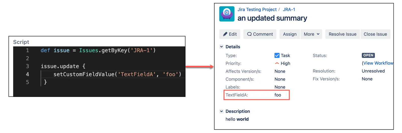 Image showing how to update text fields