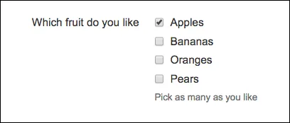 Example completed checkbox group on a Confluence page showing multiple checkbox options rendered in the final form