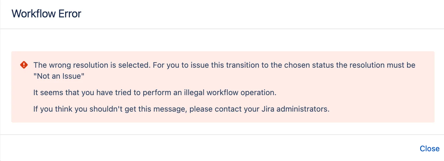 Validation error when fix version is not provided