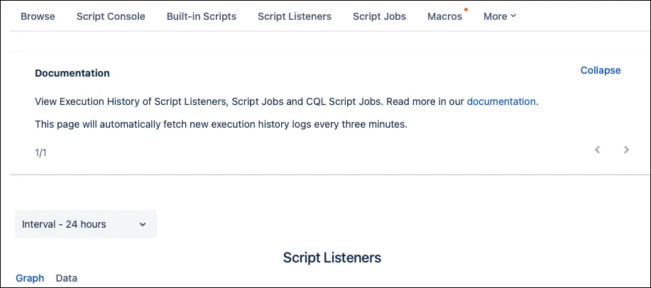 An example Execution History page.