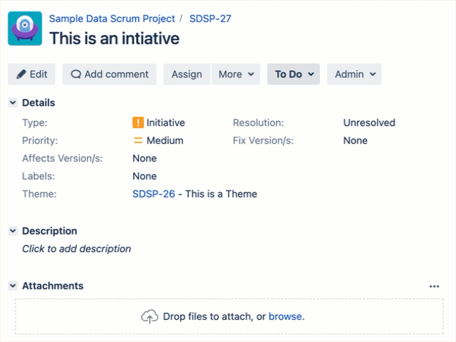 GIF showing all issues with a Theme field