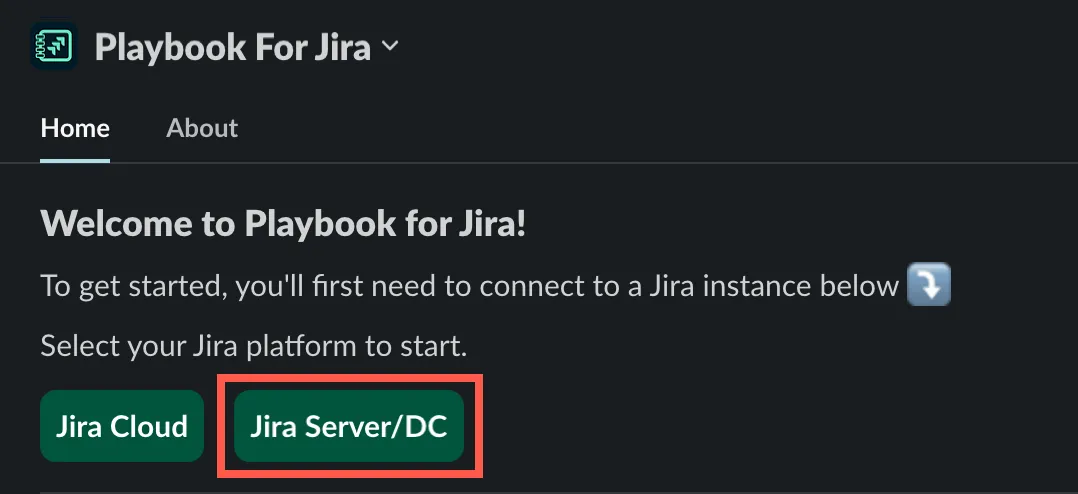 Jira platform select options in slack. Pick between Jira Cloud and Jira Server/DC.