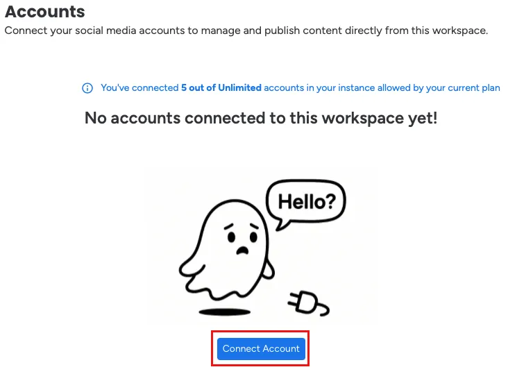 A screenshot highlighting the COnnect Account button on the Accounts page.