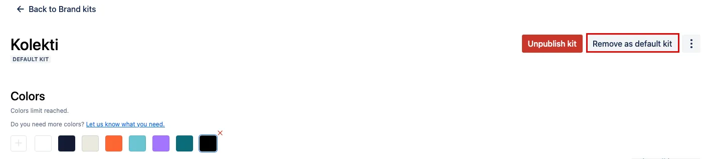 Remove as default kit button.