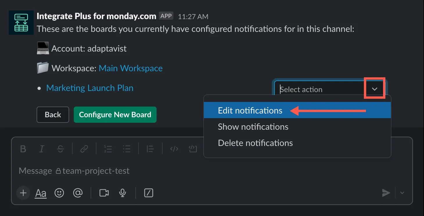 Edit notifications option
