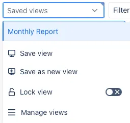 A screenshot showing the options displayed when you click on the Saved Views button if the current view has changed.