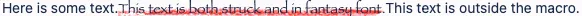 Example of strike text with a custom fantasy font applied using CSS