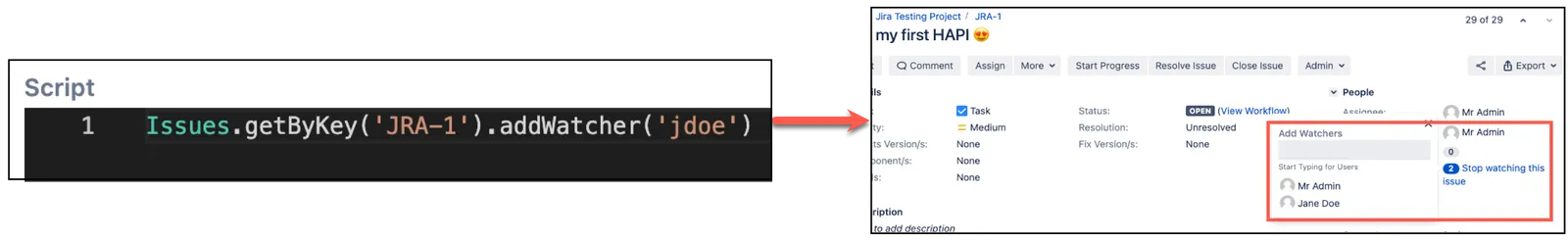 Example of how to add a watcher