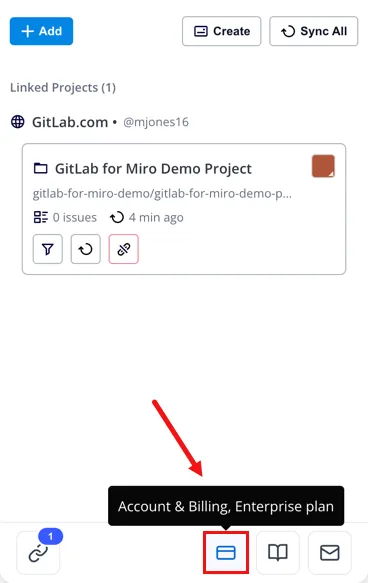 The Account & Billing button in the app.
