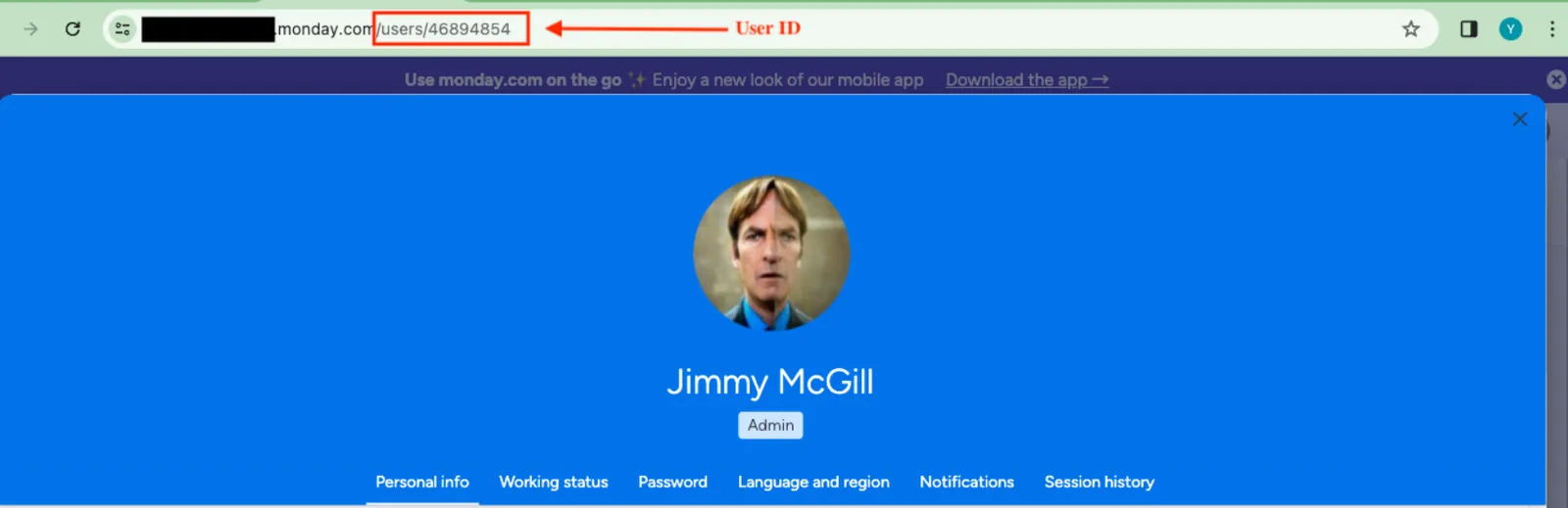 The User ID shown in the URL.