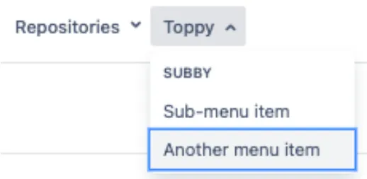 Top navigation dropdown with linked web items