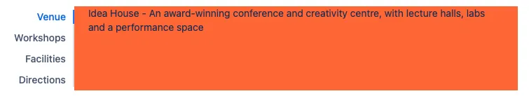 Published tab set showing the first tab with an orange background color