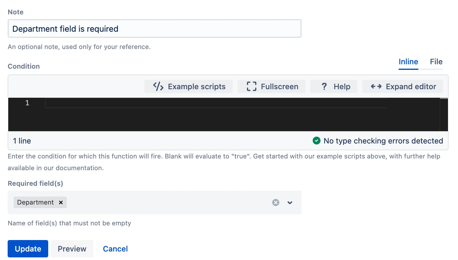 Field(s) required validator configuration completed