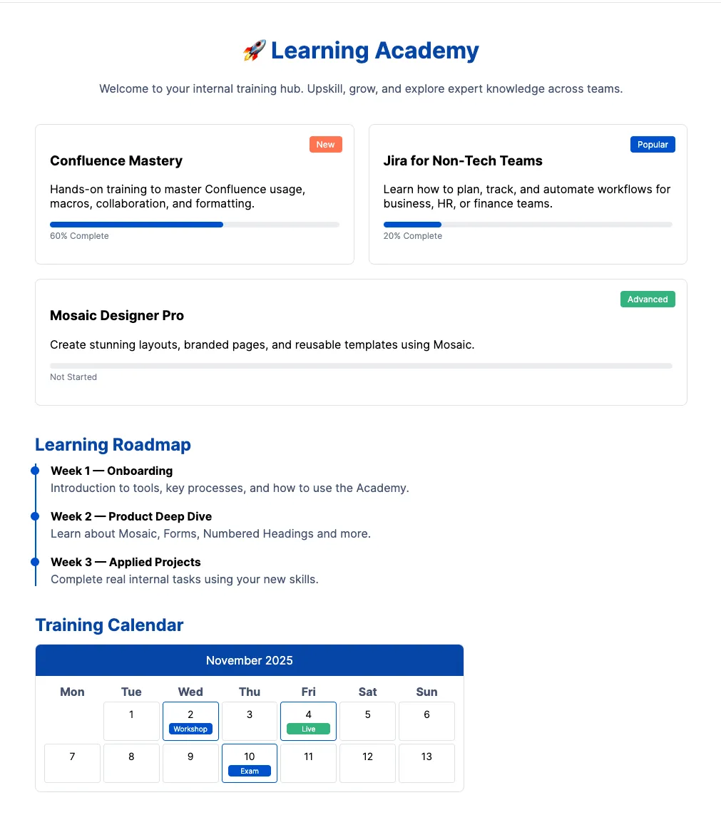 Mosaic HTML Macro editor interface in Confluence Cloud