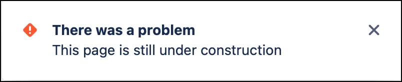 Error alert banner with red background and error icon