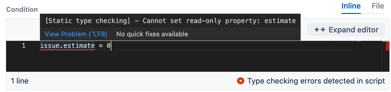 A code example in which a type-checking error was detected.
