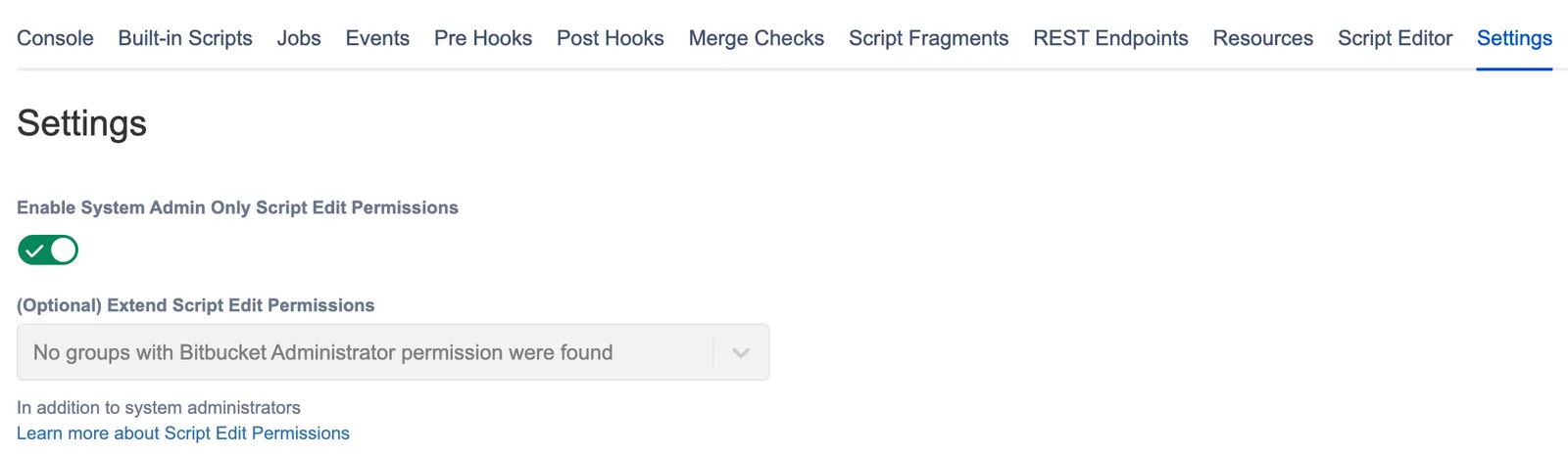 Script Edit Permission configuration screen