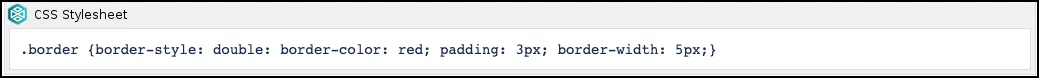 CSS Style Sheet macro dialog showing a .border CSS rule that applies a double red border