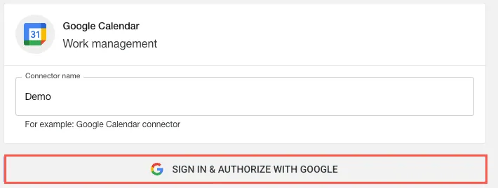 The Sign In & Authorize with Google option highlighted.