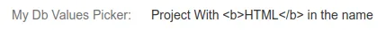 Image showing an HTML escaped project name
