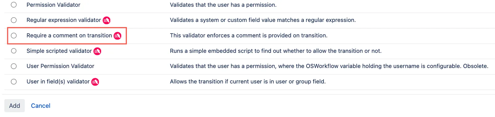 Image of the validator selected