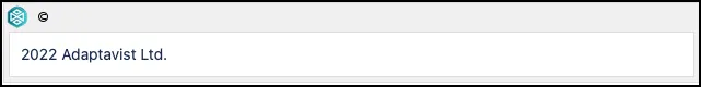 Rendered Confluence page showing the copyright macro placeholder with © 2022 Adaptavist Ltd.
