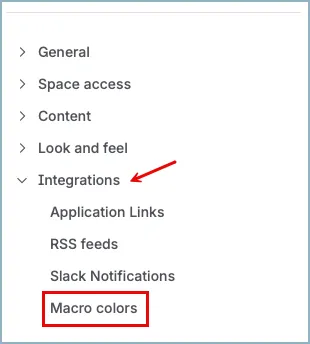 Macro Colors section in Space Settings menu