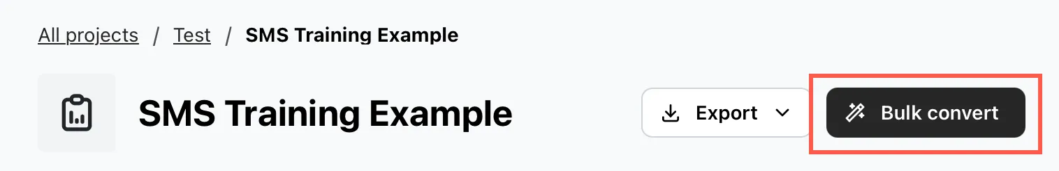 Bulk Convert button on the main analysis page