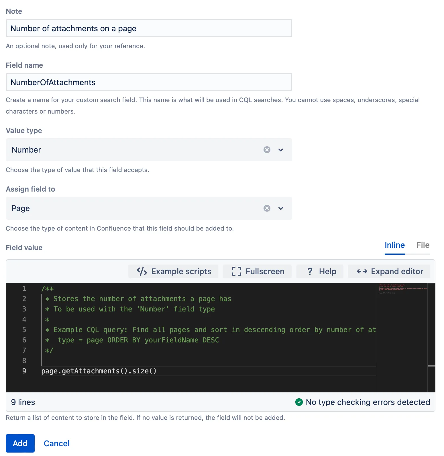 A Custom Search Field form with the example configuration.