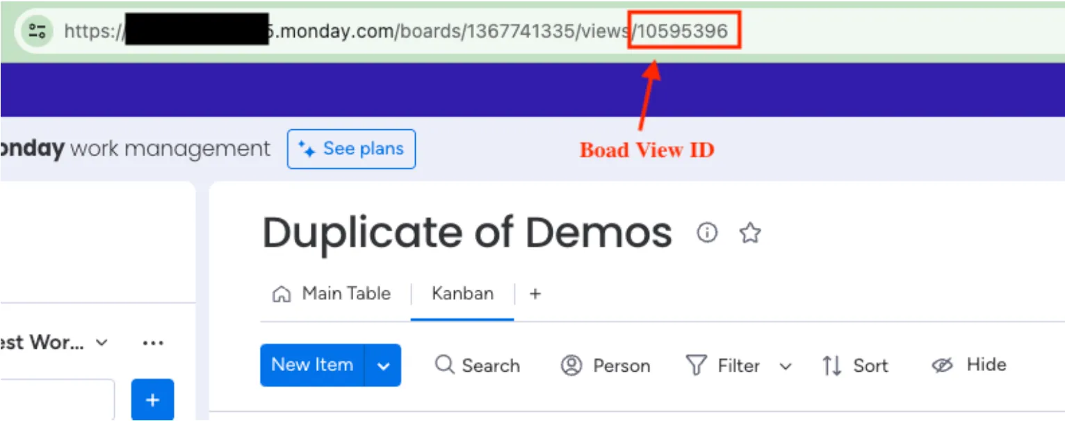 A screenshot of the Board URL in the address bar.