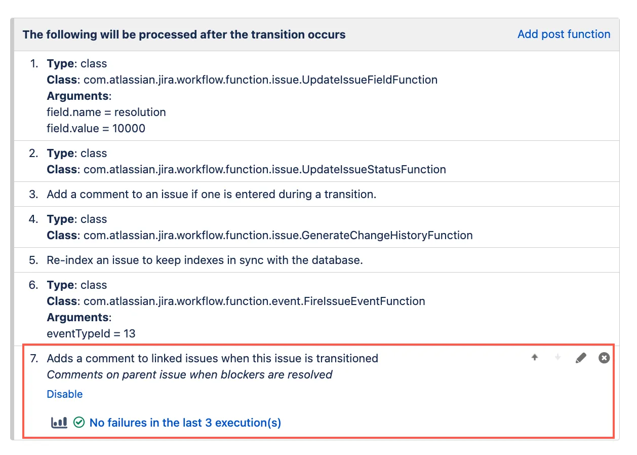 Reordering post functions
