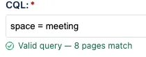 The CQL field with a page match counter.