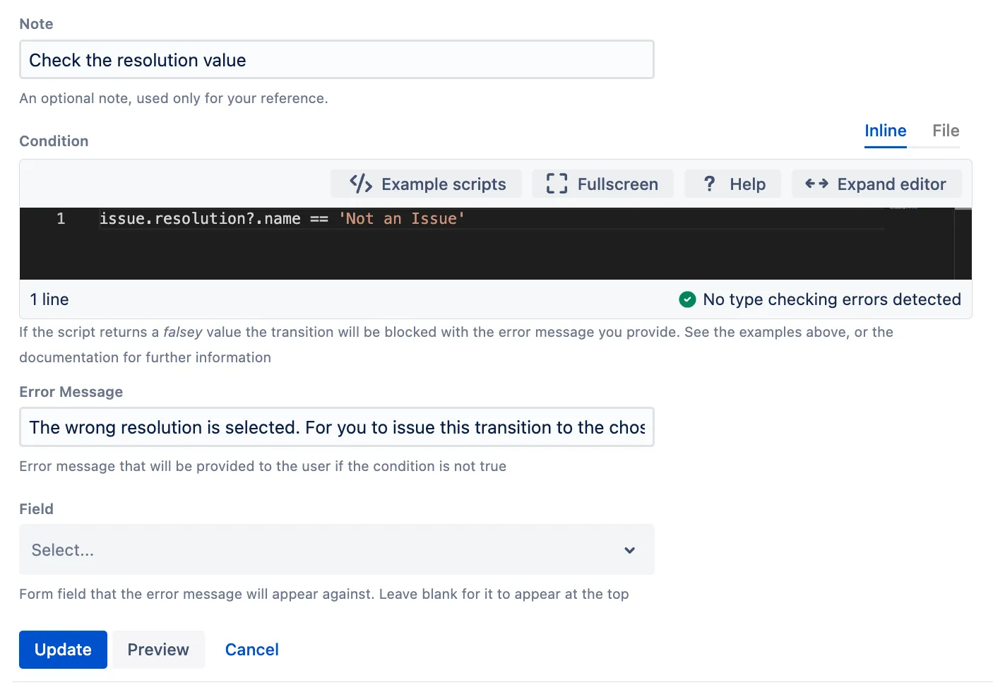 Example validator configuration