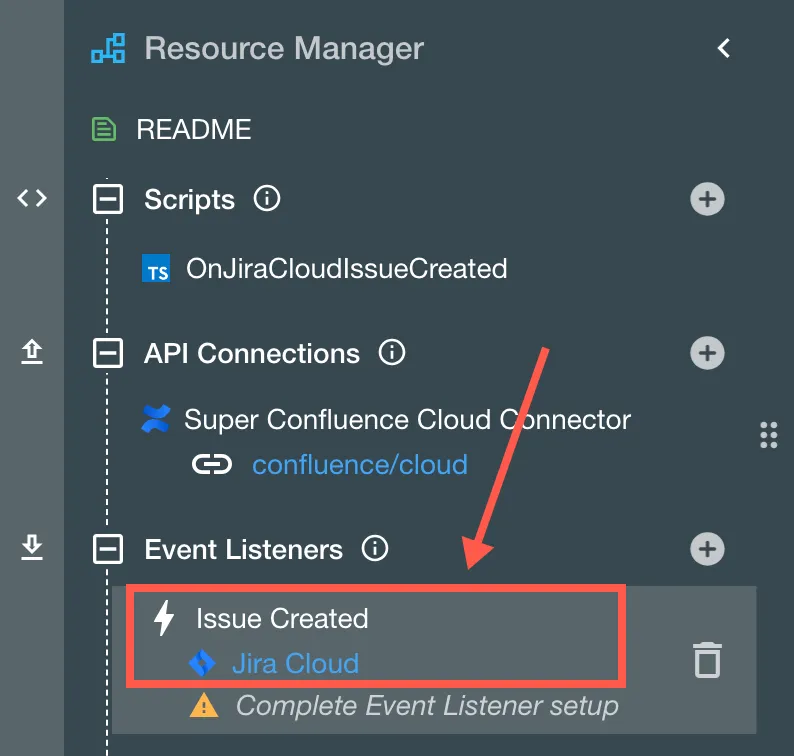 The Jira Cloud issue that was created is shown in the Resource Manager.