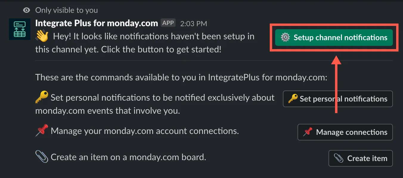 Setup channel notifications button