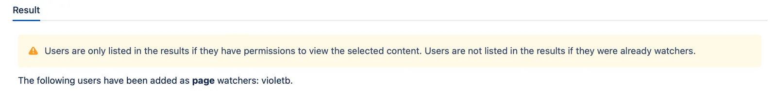 Result message after adding watchers by CQL