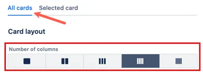 Layout option buttons on All cards tab.