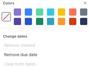 A screenshot showing the colour palette that is displayed when you right-click on a timeline bar.