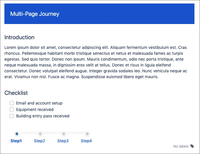 A rendered example of the Multi-Page Journey teamplate.