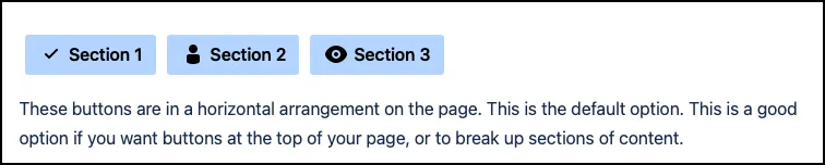 Example of a button group arranged horizontally