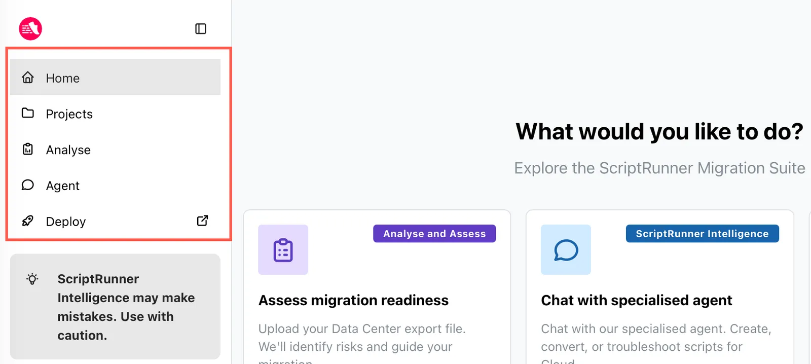 Main feature navigation
