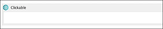 Confluence page showing the Clickable macro placeholder with space to add content