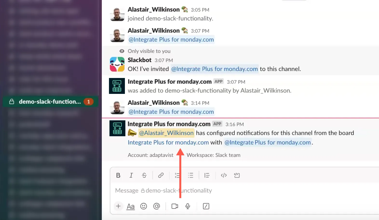 Additional success message in Slack channel