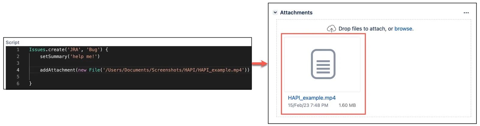 Image showing how to add attachments to an issue