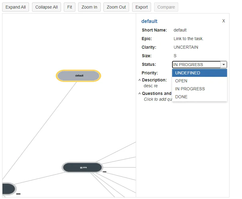 Graph showing requirement status bezel colors for UNDEFINED, OPEN, IN PROGRESS, and DONE based on the status of the associated Jira epic