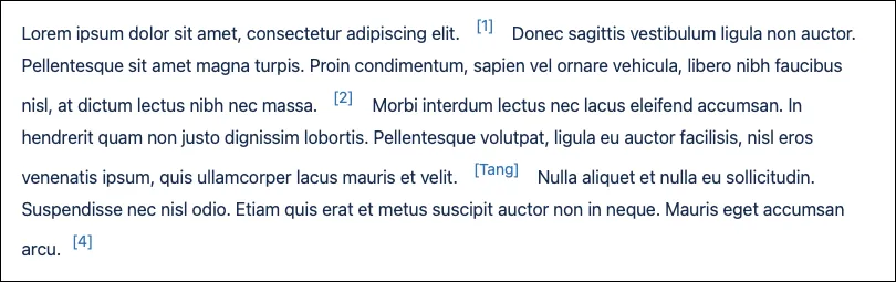 Example of a BibTeX Referencing macro showing an asterisk placeholder and numbered reference in the Confluence page text.